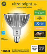GE 37667 LED Bulb, Flood/Spotlight, PAR38 Lamp, 250 W Equivalent, E26 Lamp Base, Dimmable, Warm White Light